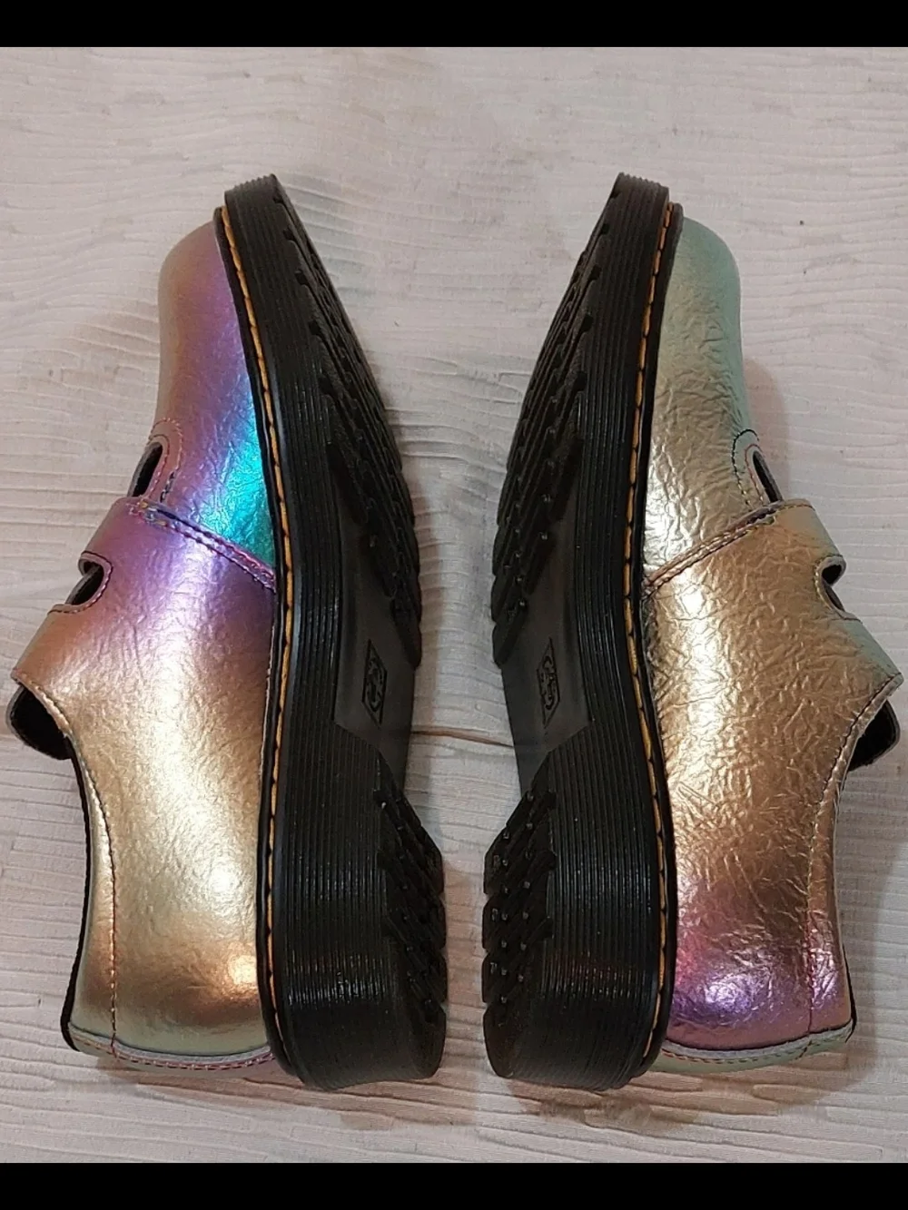Dr. Martens Kids Iridescent Mary Jane Shoes - Metallic Rainbow Sheen Kids Size 3